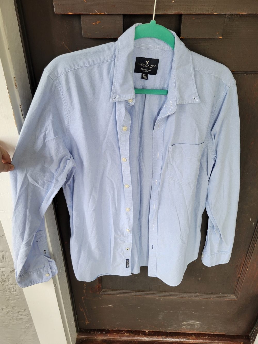 American Eagle Outfitters Light Blue Oxford Button-Down Shirt - Men's Casual Med